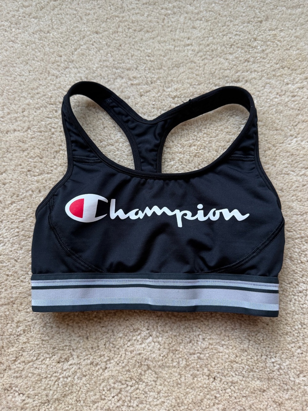 Champion Black Logo Racerback Sports Bra - Size XS - EUC